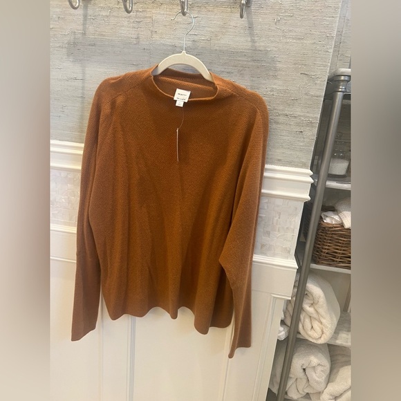 NWT new large Anthropologie Maeve shea oversized boxy cashmere sweater honey tan - Picture 7 of 17